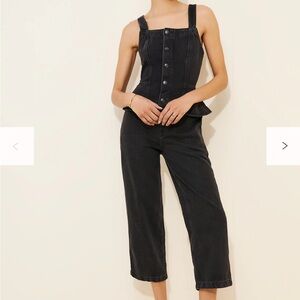 Free People Black Denim Jumpsuit